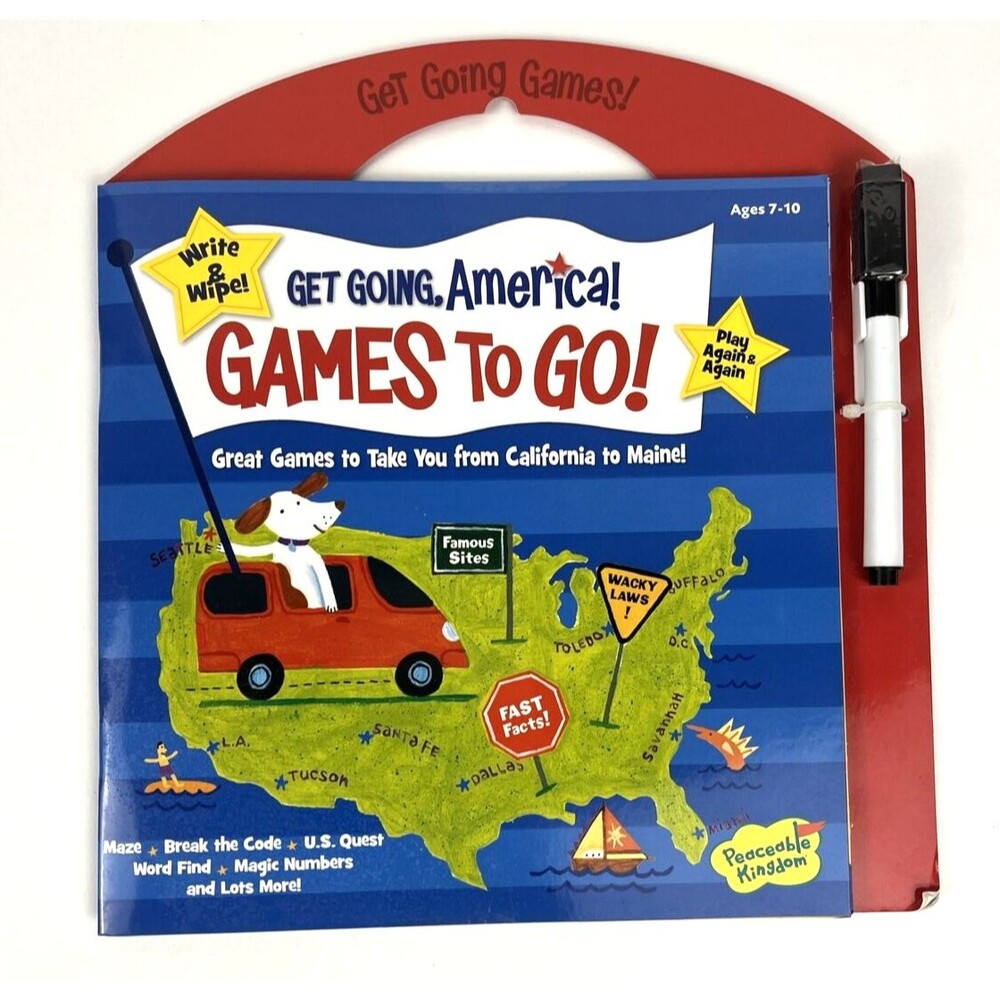 Peaceable Kingdom - Get Going America - Write & Wipe Games On The Go